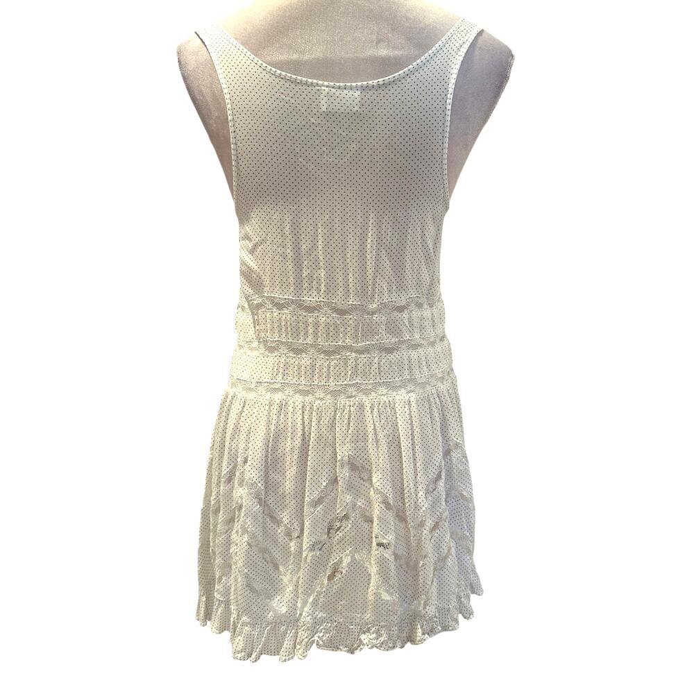Free People Voile Lace Trapeze Slip Dress White Black Polka Dots XS Sleeveless - Picture 5 of 9